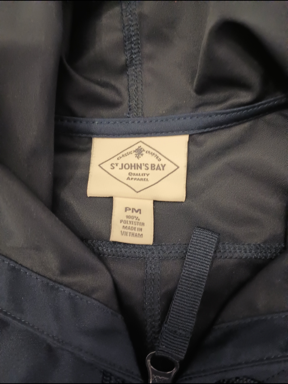 St John's Bay Navy Hooded Drawstring Windbraker Jacket PM - Picture 2 of 7